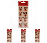 Italian Options Glitter Reindeers Handmade Christmas Craft Decoration Self Adhesive 3.5cm x 3.5cm (8 pcs) (Pack of 4)