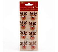 Italian Options Glitter Reindeers Handmade Christmas Craft Decoration Self Adhesive 3.5cm x 3.5cm (8 pcs)