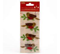 Italian Options Glitter Robins Handmade Christmas Craft Decoration Self Adhesive 6.5cm x 4.5cm (4 pcs)