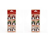 Italian Options Glitter Winter Penguins Handmade Christmas Craft Decoration Self Adhesive 3cm x 5cm (6 pcs) (Pack of 2)