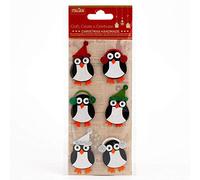 Italian Options Glitter Winter Penguins Handmade Christmas Craft Decoration Self Adhesive 3cm x 5cm (6 pcs)