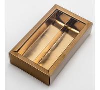 Italian Options Gold Chocolate Boxes with Inserts, Empty Gift Boxes for Truffles with Clear Sleeve, Food-Safe Treat Box for Wedding Favours, Gifts, 10-Pack, 145 x 75 x 35 mm, Fibra Gold