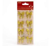 Italian Options Gold Sparkle Bows with Pearl Centre Self Adhesive Craft Decoration 3cm x 3cm (8 pcs)