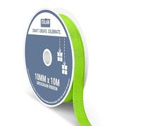 Italian Options Grosgrain Ribbon 10mm, Strong Plain Lime Green Ribbon for Bows, Wedding, Crafting, Sewing, Hair Accessories, Gift Wrap, 10 mm x 10 Metre Roll, Lime