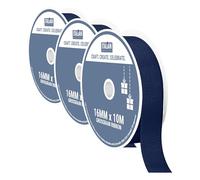 Italian Options Grosgrain Ribbon 16mm, Strong Plain Navy Blue Ribbon for Bows, Wedding, Crafting, Sewing, Hair Accessories, Gift Wrap, 16 mm x 10 Metre Roll, Navy (Pack of 3)