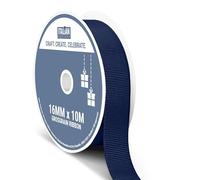 Italian Options Grosgrain Ribbon 16mm, Strong Plain Navy Blue Ribbon for Bows, Wedding, Crafting, Sewing, Hair Accessories, Gift Wrap, 16 mm x 10 Metre Roll, Navy