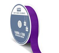 Italian Options Grosgrain Ribbon 16mm, Strong Plain Purple Ribbon for Bows, Wedding, Crafting, Sewing, Hair Accessories, Gift Wrap, 16 mm x 10 Metre Roll, Purple