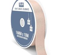 Italian Options Grosgrain Ribbon 16mm, Strong Plain Taupe Ribbon for Bows, Wedding, Crafting, Sewing, Hair Accessories, Gift Wrap, 16 mm x 10 Metre Roll, Taupe