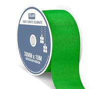 Italian Options Grosgrain Ribbon 38mm, Strong Plain Emerald Green Ribbon for Bows, Wedding, Crafting, Sewing, Hair Accessories, Gift Wrap, 38 mm x 10 Metre Roll, Emerald