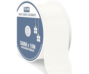 Italian Options Grosgrain Ribbon 38mm, Strong Plain Ivory Ribbon for Bows, Wedding, Crafting, Sewing, Hair Accessories, Gift Wrap, 38 mm x 10 Metre Roll, Ivory