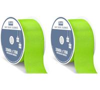 Italian Options Grosgrain Ribbon 38mm, Strong Plain Lime Green Ribbon for Bows, Wedding, Crafting, Sewing, Hair Accessories, Gift Wrap, 38 mm x 10 Metre Roll, Lime (Pack of 2)