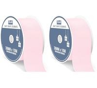 Italian Options Grosgrain Ribbon 38mm, Strong Plain Pale Baby Pink Ribbon for Bows, Wedding, Crafting, Sewing, Hair Accessories, Gift Wrap, 38 mm x 10 Metre Roll, Pale Pink (Pack of 2)