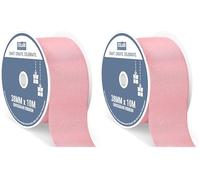 Italian Options Grosgrain Ribbon 38mm, Strong Plain Pink Gold Ribbon for Bows, Wedding, Crafting, Sewing, Hair Accessories, Gift Wrap, 38 mm x 10 Metre Roll, Rose Gold (Pack of 2)