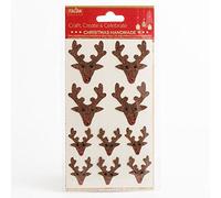 Italian Options Handmade Christmas Self Adhesive Glitter Reindeer 10 Pack - Brown Embellishments