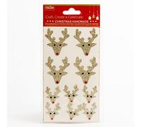 Italian Options Handmade Christmas Self Adhesive Gold Glitter Reindeer 10 Pack - Card Embellishments