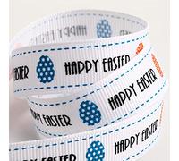Italian Options Happy Easter Ribbon Printed Eggs (16mm x 5M)