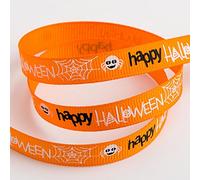 Happy Halloween Grosgrain Ribbon - 9mm x 5 Metres - Orange