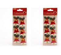 Italian Options Jingle Bells Christmas Craft Decoration Self Adhesive 3.5cm x 4cm (6 pcs) (Pack of 2)
