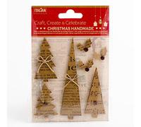Italian Options Kraft Christmas Tree's and Holly Festive Craft Card Making Decoration (Pack of 7)
