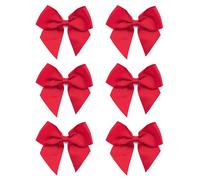 Italian Options Large Grosgrain Ribbon Bows Self Adhesive 6-Piece Pack, 10 cm Bow Width, Red