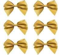 Italian Options Large Satin Ribbon Bows Self Adhesive 6-Piece Pack, 10 cm Bow Width, Gold