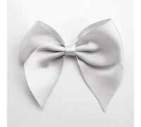 Italian Options Large Satin Ribbon Bows Self Adhesive 6-Piece Pack, 10 cm Bow Width, Silver