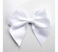 Italian Options Large Satin Ribbon Bows Self Adhesive 6-Piece Pack, 10 cm Bow Width, White