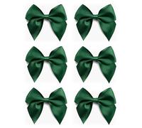Italian Options Large Satin Ribbon Bows Self Adhesive 6-Piece Pack, 10 cm Bow Width, Bottle Green