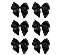 Italian Options Large Satin Ribbon Bows, Self-Adhesive Fabric Bow Decorations for Gift Wrapping, Hampers, Cake Decoration, Hair Bows, Crafts, Crafting, Black, 6 Pack, 10 cm