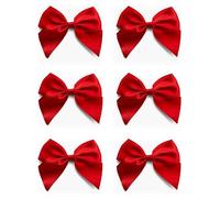 Italian Options Large Satin Ribbon Bows, Self-Adhesive Fabric Bow Decorations for Gift Wrapping, Hampers, Cake Decoration, Hair Bows, Crafts, Crafting, Red, 6 Pack, 10 cm