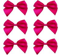 Italian Options Large Satin Ribbon Bows, Self-Adhesive Fabric Bow Decorations for Gift Wrapping, Hampers, Cake Decoration, Hair Bows, Crafts, Crafting, Cerise, 6 Pack, 10 cm