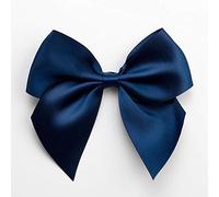 Italian Options Large Satin Ribbon Bows Self Adhesive 6-Piece Pack, 10 cm Bow Width, Navy