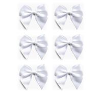 Italian Options Large Satin Ribbon Bows, Self-Adhesive Fabric Bow Decorations for Gift Wrapping, Hampers, Cake Decoration, Hair Bows, Crafts, Crafting, White, 6 Pack, 10 cm