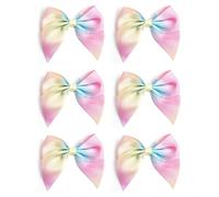 Italian Options Large Satin Ribbon Bows, Self-Adhesive Fabric Bow Decorations for Gift Wrapping, Hampers, Cake Decoration, Hair Bows, Crafts, Crafting, Pastel Rainbow, 6 Pack, 10 cm