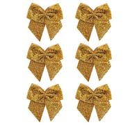 Italian Options Large Sparkle Ribbon Bows, Self-Adhesive Glittering Big Bow for Present Wrapping, Gifts, Bows for Christmas Tree, Wreaths, Crafting Accessories, Antique Gold, 6 Pack, 10 cm