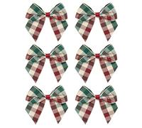 Italian Options Tartan Self-Adhesive Ribbon Bows 6-Piece Pack, 10 cm Bow Width, Country