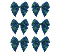 Italian Options Large Tartan Ribbon Bows, Self-Adhesive Christmas Ribbon Bow for Crafting, Gifts, Christmas Tree Decorations, Hampers, Wreaths, Hair Bows, Green/Blue, 6 Pack, 10 cm