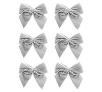 Italian Options Soft Velvet Self-Adhesive Ribbon Gift Bows 6-Piece Pack, 10 cm Bow Width, Silver