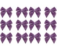 Italian Options Large Velvet Ribbon Bows, Self Adhesive Christmas Tree Bows for Crafting, Gift Wrap, Decorations, Wreaths, Cake Décor, Crafts, Hair Bow, Floristry, Amethyst, 12 Pack, 10 cm