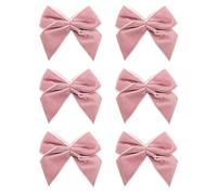 Italian Options Large Velvet Ribbon Bows, Self Adhesive Christmas Tree Bows for Crafting, Gift Wrap, Decorations, Wreaths, Cake Décor, Crafts, Hair Bow, Floristry, Vintage Pink, 6 Pack, 10 cm