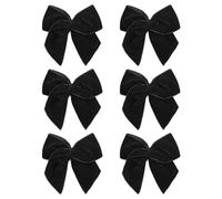 Italian Options Large Velvet Ribbon Bows, Self Adhesive Christmas Tree Bows for Crafting, Gift Wrap, Decorations, Wreaths, Cake Décor, Crafts, Hair Bow, Floristry, Black, 6 Pack, 10 cm