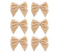 Italian Options Large Velvet Ribbon Bows, Self Adhesive Christmas Tree Bows for Crafting, Gift Wrap, Decorations, Wreaths, Cake Décor, Crafts, Hair Bow, Floristry, Champagne, 6 Pack, 10 cm