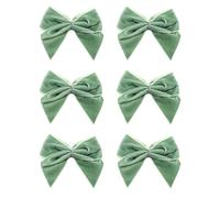 Italian Options Large Velvet Ribbon Bows, Self Adhesive Christmas Tree Bows for Crafting, Gift Wrap, Decorations, Wreaths, Cake Décor, Crafts, Hair Bow, Floristry, Sage Green, 6 Pack, 10 cm