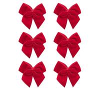 Italian Options Large Velvet Ribbon Bows, Self Adhesive Christmas Tree Bows for Crafting, Gift Wrap, Decorations, Wreaths, Cake Décor, Crafts, Hair Bow, Floristry, Red, 6 Pack, 10 cm