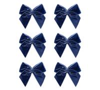 Italian Options Large Velvet Ribbon Bows, Self Adhesive Christmas Tree Bows for Crafting, Gift Wrap, Decorations, Wreaths, Cake Décor, Crafts, Hair Bow, Floristry, Navy, 6 Pack, 10 cm