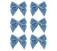 Italian Options Large Velvet Ribbon Bows, Self Adhesive Christmas Tree Bows for Crafting, Gift Wrap, Decorations, Wreaths, Cake Décor, Crafts, Hair Bow, Floristry, Vintage Blue, 6 Pack, 10 cm