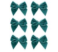 Italian Options Large Velvet Ribbon Bows, Self Adhesive Christmas Tree Bows for Crafting, Gift Wrap, Decorations, Wreaths, Cake Décor, Crafts, Hair Bow, Floristry, Vintage Teal, 6 Pack, 10 cm