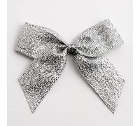 Italian Options Lurex Self-Adhesive Ribbon Bows 12-Piece Pack, 5 cm Bow Width, Metallic Silver
