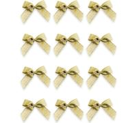 Italian Options Lurex Ribbon Bows, Self-Adhesive Gift Bows for Present Wrapping, Gifts, Christmas Crafts, Wreaths, Crafting Accessories, Sewing, Craft Supplies, Metallic Gold, 24 Pack, 5cm