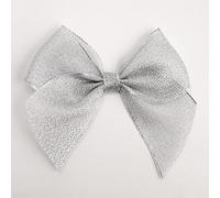 Italian Options Lurex Self-Adhesive Ribbon Bows 6-Piece Pack, 10 cm Bow Width, Metallic Silver